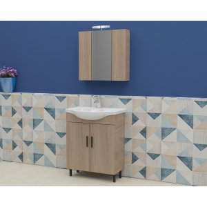 Badrumsmöbler Luna 55 - Beige med spegelskåp - Badrumspaket, Badrumsmöbler