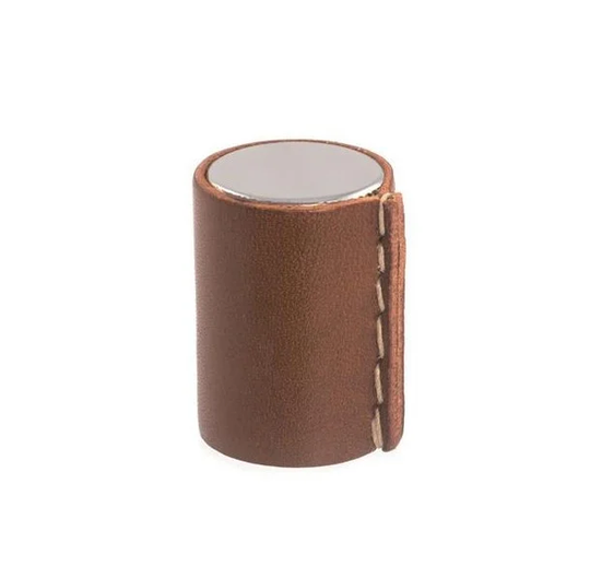 Linfalk Knopp Blank Krom / Cognac Läder 0132-17-0931L