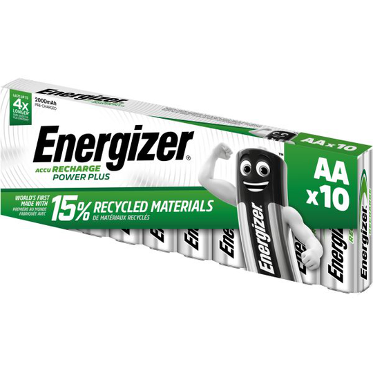 Energizer Recharge Power Plus Batteri laddningsbart, AA, 1,2 V, 10-pack 2000 mAh