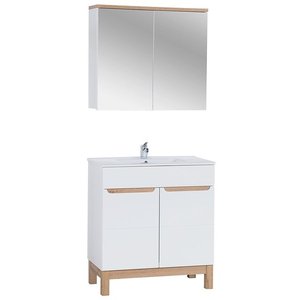 Badrumsmöbler Bali 80 cm - vit - Tvättställ med spegel - Badrumspaket, Badrumsmöbler