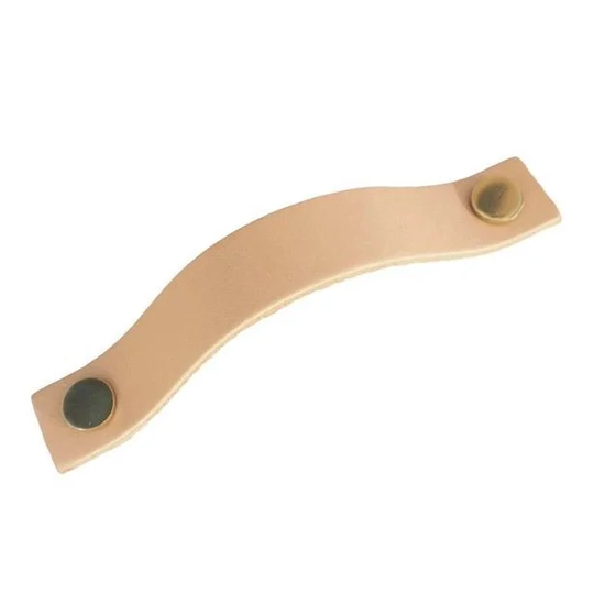 Linfalk Handtag läder 128cc natur-mässing 0156L-128-2101