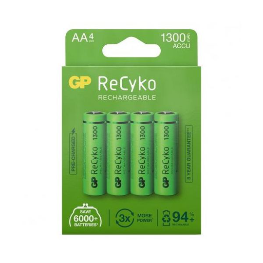 GP Batteries ReCyko 1300 Batteri laddningsbart, AA, 4-pack