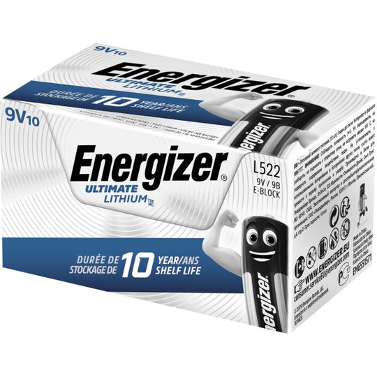 Energizer Ultimate Lithium Litiumbatteri 9V/L522, 10-pack