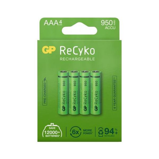 GP Batteries ReCyko 950 Batteri laddningsbart, AAA, 4-pack