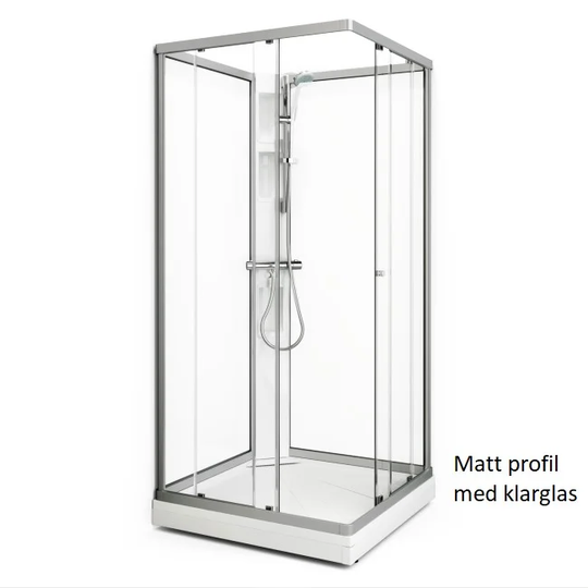 Macro Duschkabin Flow Rak - Klarglas/Ice Bakvägg Matt 71 x 91 höger