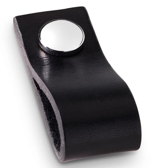 Ballingslöv Läderhandtag RK245 Läder Svart/Krom