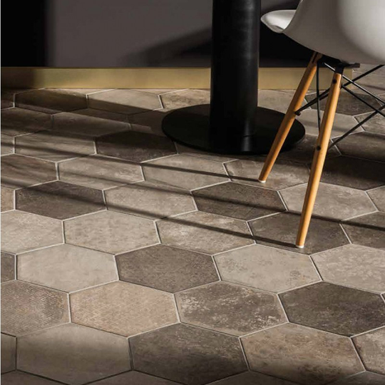 Klinker Marca Corona Bricklane Mix Olive Grå Hexagon Grå 22x25 cm
