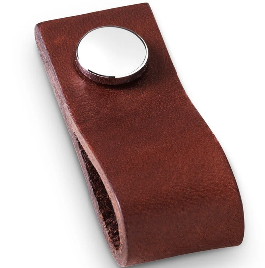 Ballingslöv Läderhandtag RK235 Läder Antikbrun/Krom
