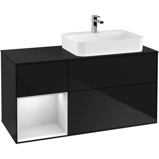 Tvättställsskåp Villeroy & Boch Finion med 3 Lådor Hylla och Bänkskiva för Ocentrerat Ytmonterat Tvättställ
