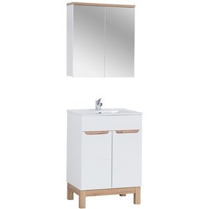 Badrumsmöbler Bali 60 cm - vit - Tvättställ med spegel - Badrumspaket, Badrumsmöbler