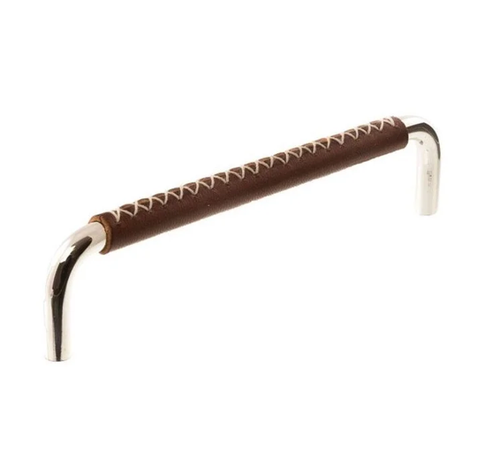 Linfalk Handtag nickel/cognac läder korsstygn, utan fot 7353-96-1131LX